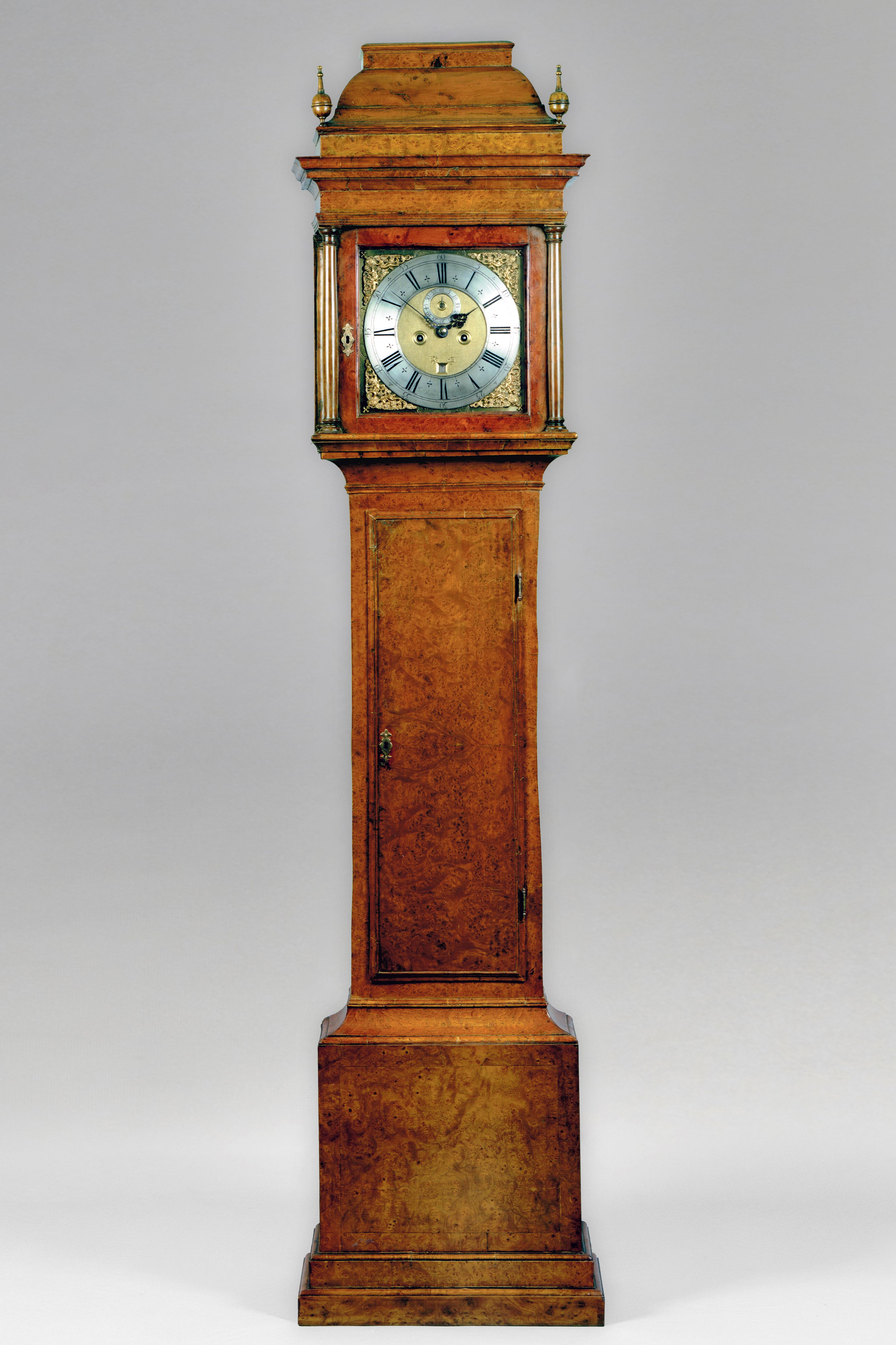 18TH CENTURY ANTIQUE BURR-YEW LONGCASE CLOCK BY JOHN STEPHENS OF LONDON